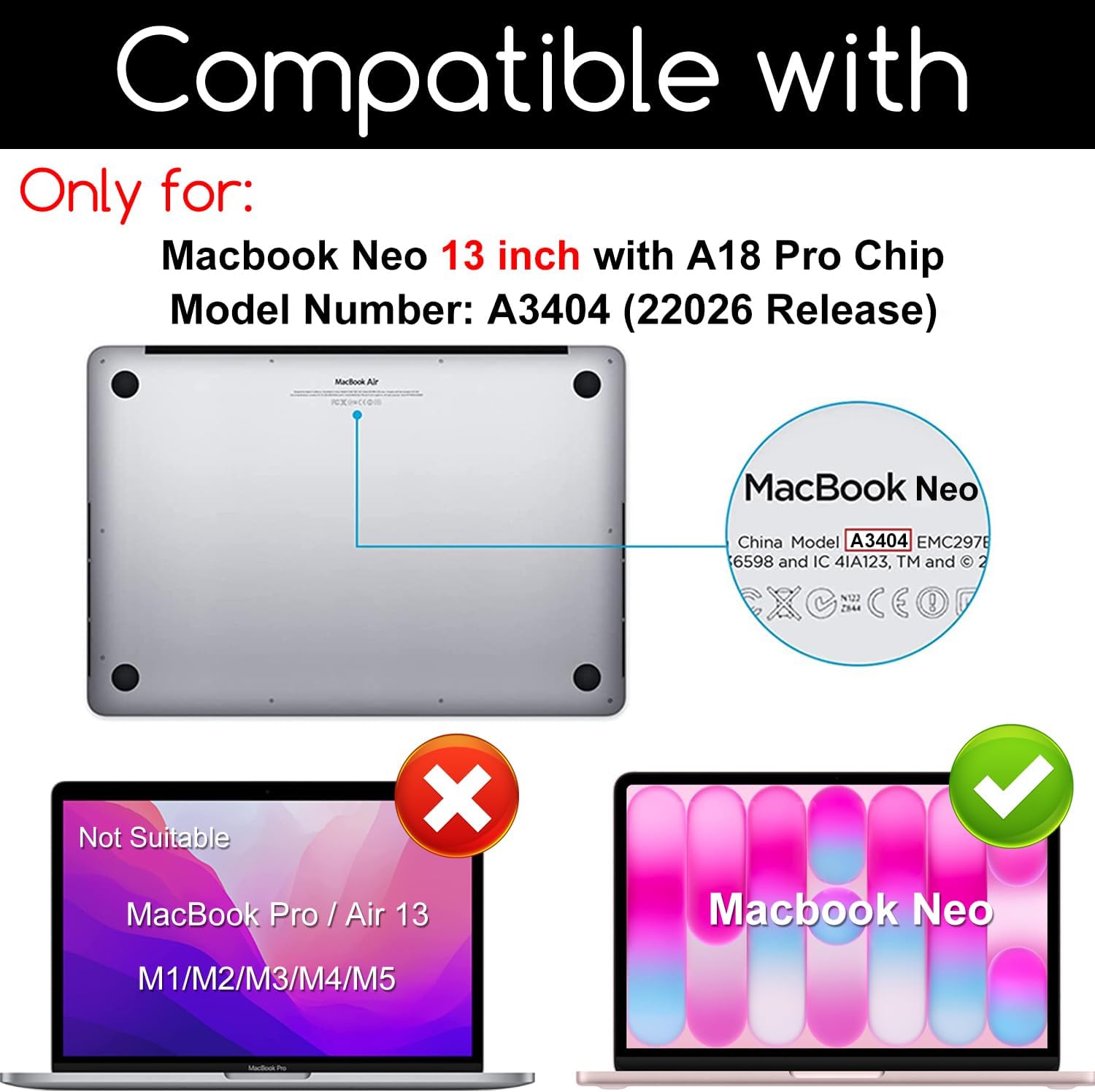 KEANBOLL 2 Pack Tempered Glass Screen Protector for New Apple 2026 MacBook Neo 13 inch (Model: A3404) Laptop with A18 Pro Chip 13-lnch Laptop, 9H Hardness, Anti Scratch, Bubble Free