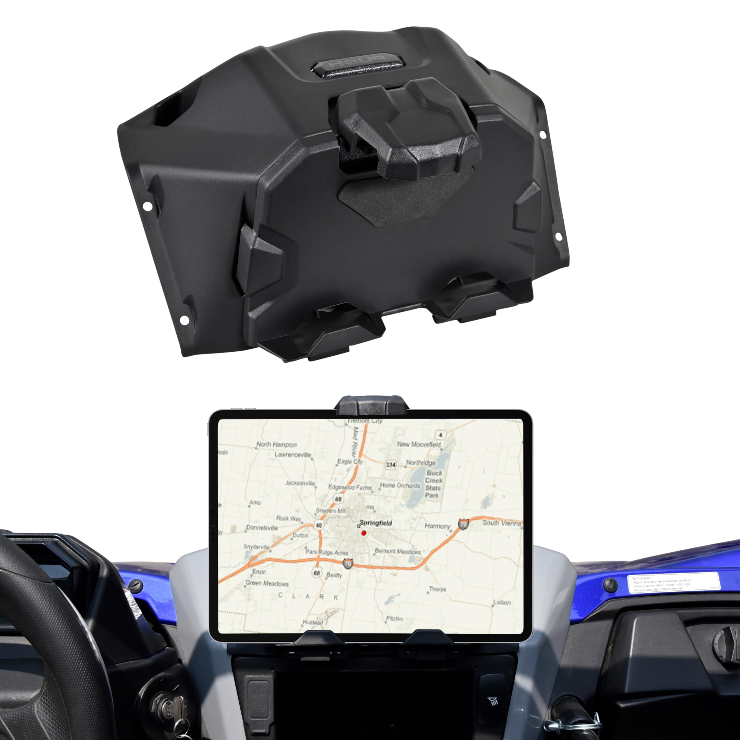 POKIAUTO Electric Device Table Mount for Yamaha YXZ 1000, Sporty Ipad GPS Holder with Storage Box Organizer Tray for Yamaha YXZ 1000R / SE/SS/SS SE 2019-2025 Accessories