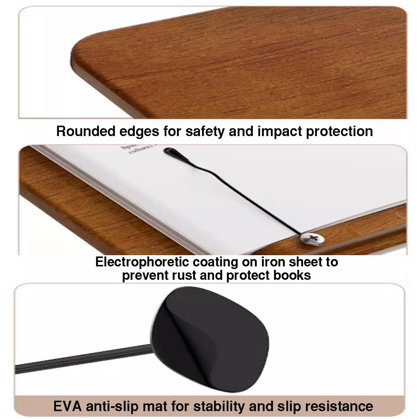 Support De Livre Sur Pied, Support De Livre Au Sol Avec Hauteur Et Angle Réglables, Support De Musique Polyvalent Avec Clips De Page, Capacité De Charge De 15 Kg(Brown,50-90cm)