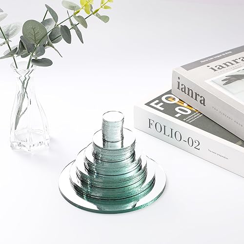 Miniatura 4 de Jetec Azulejos de espejo redondo de vidrio real, azulejos de vidrio sin marco, espejos redondos para montaje en pared con adhesivo acrílico de doble