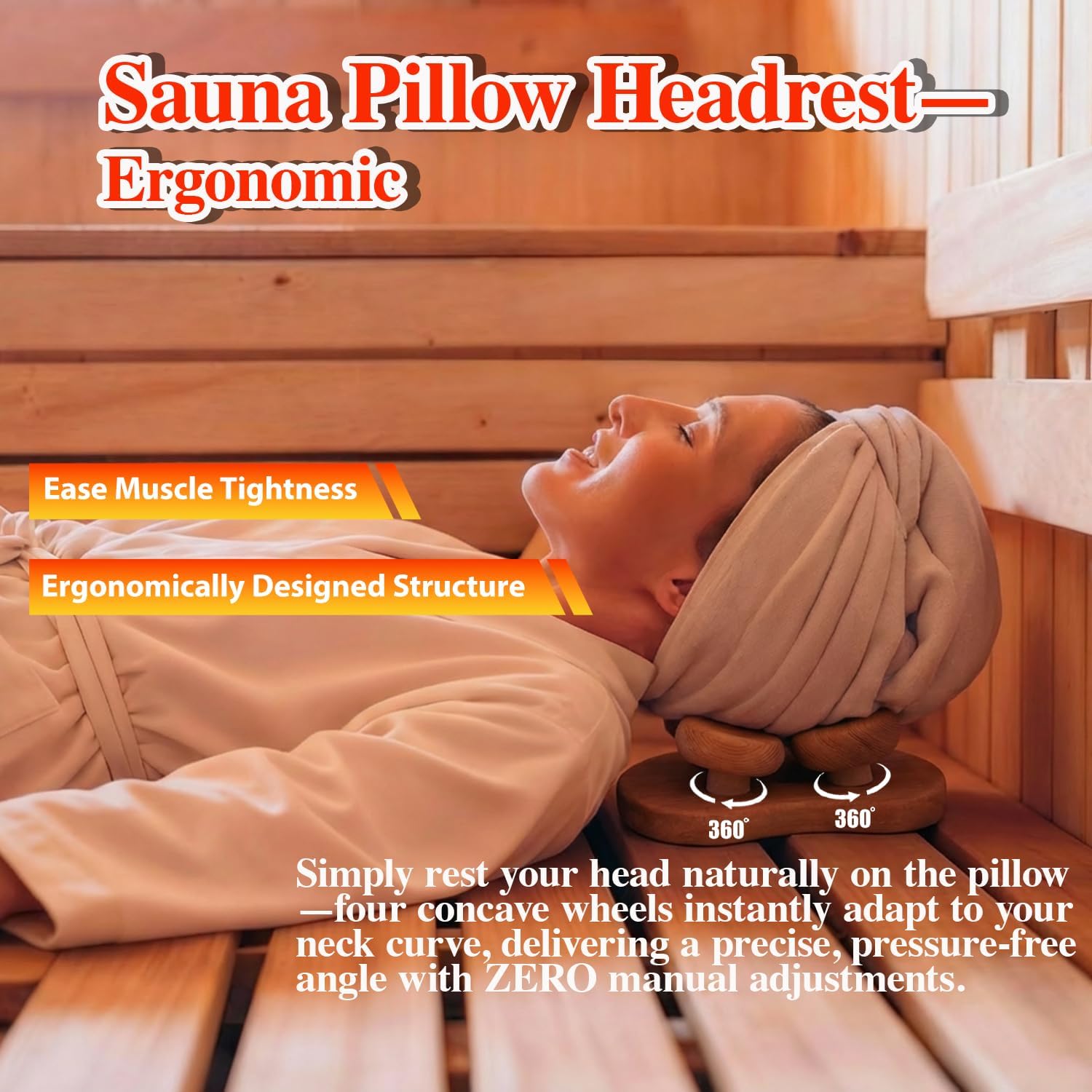 Sauna Pillow Headrest, Handmade from Canadian Red Cedar Wood