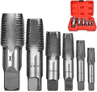 NPT Thread Forming Taps - 6 Pieces 1", 1/8", 1/4", 3/8", 1/2", 3/4" Pipe Taps Set Drill Bits for Cleaning or Re-thread Damaged or Jam Pipe Threads, High-speed Steel Material (6)