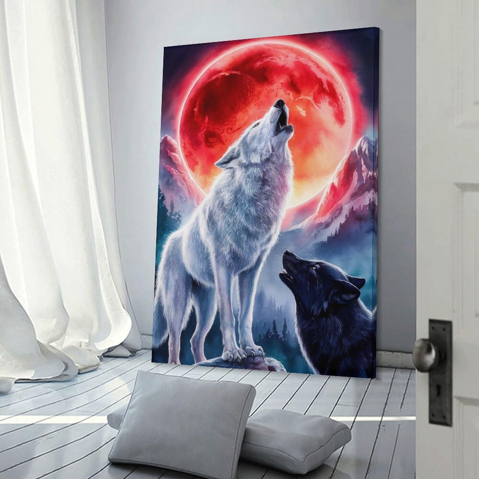 Junmoney Home Decor Wall Art Wolf Howling, 20x30inch(50x75cm), for New Homes, Bedrooms Or Workspaces, Home Decor Gift with Stylish Appeal