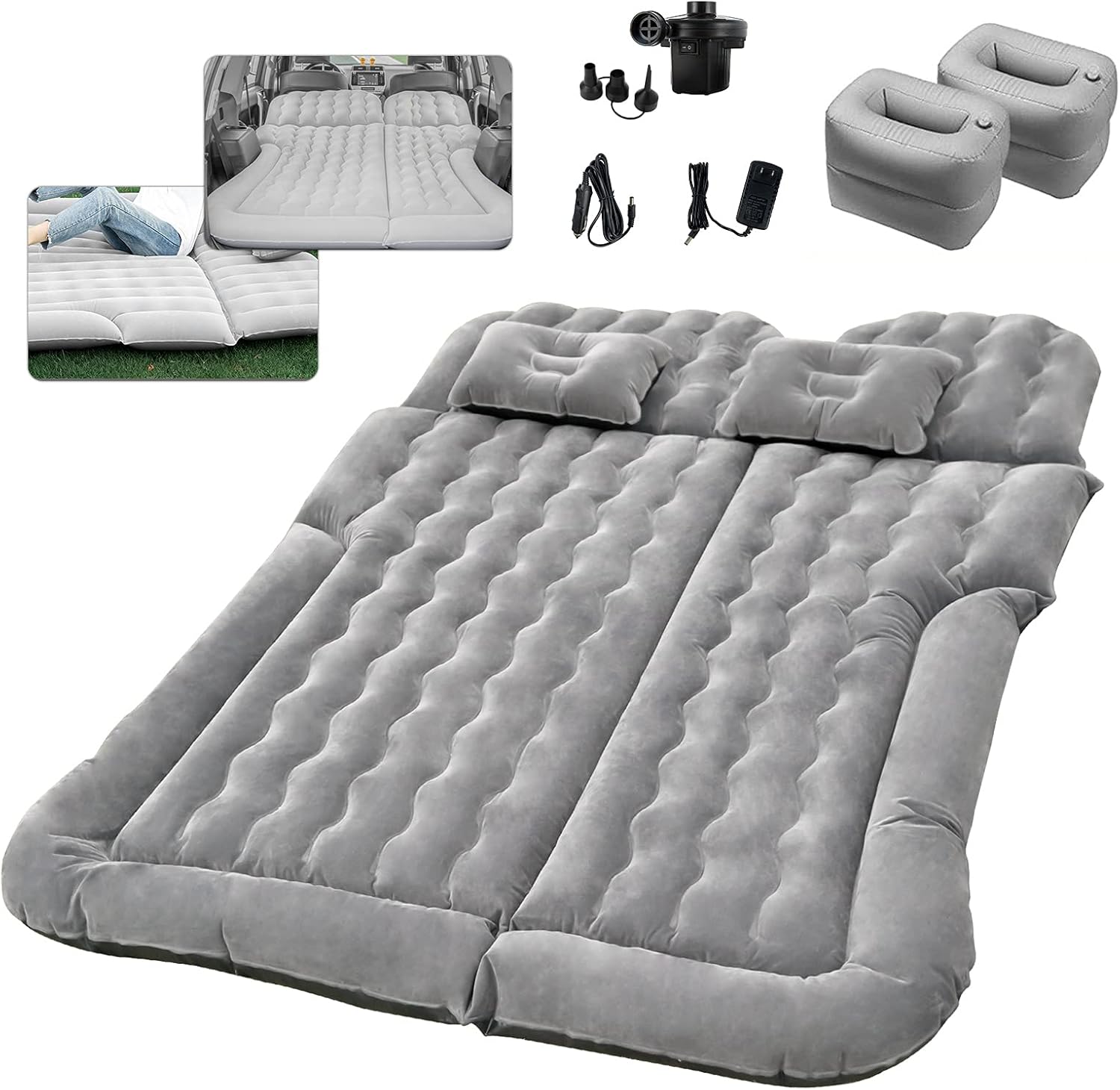 Grey SUV Air Mattress Car Bed Camping Cushion Pillow