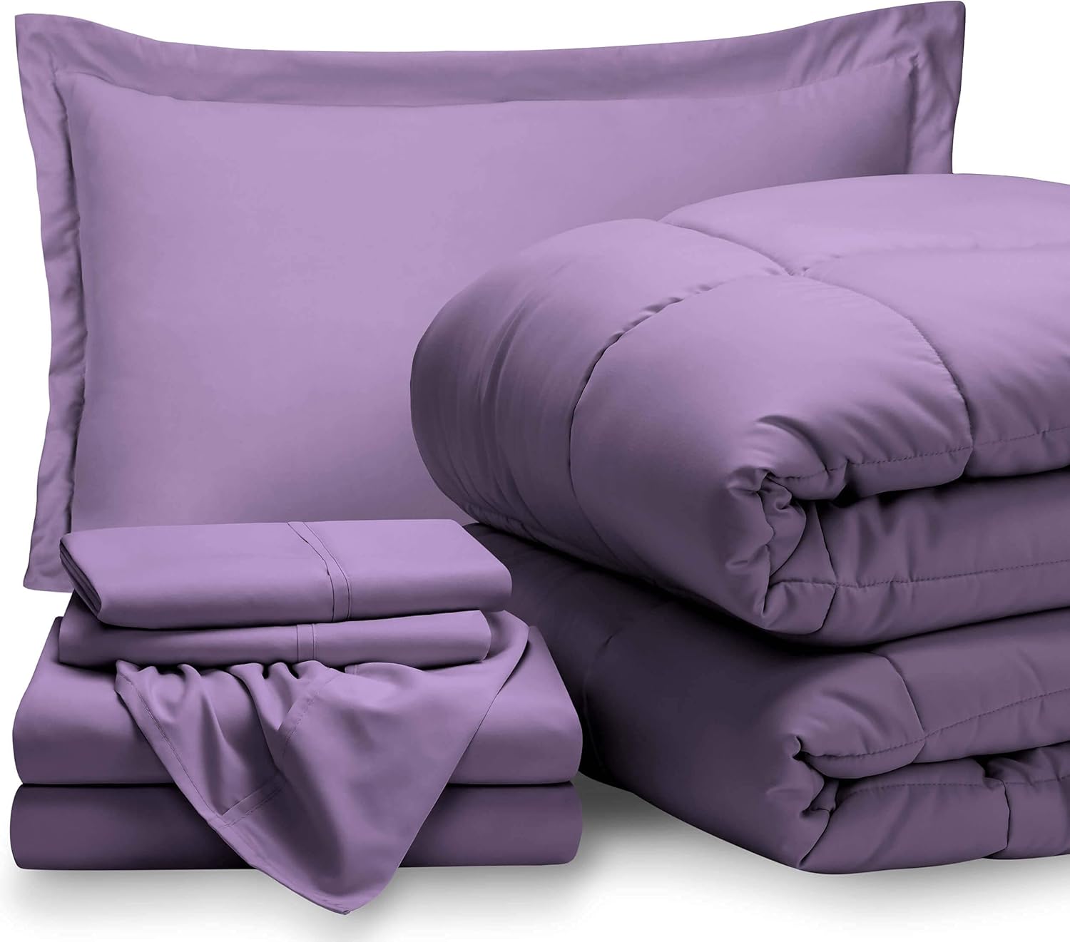 Bare Home Twin XL Sheet Set - 1800 Ultra-Soft Microfiber Bed Sheets (Twin XL, Lavender) + Comforter Set - All Season (Twin/Twin XL, Lavender)