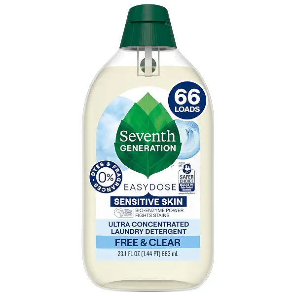 Seventh Generation EasyDose Laundry Detergent, Ultra Concentrated: 66 Loads, Free & Clear Designed for Sensitive Skin, 23.1 Fl Oz 1