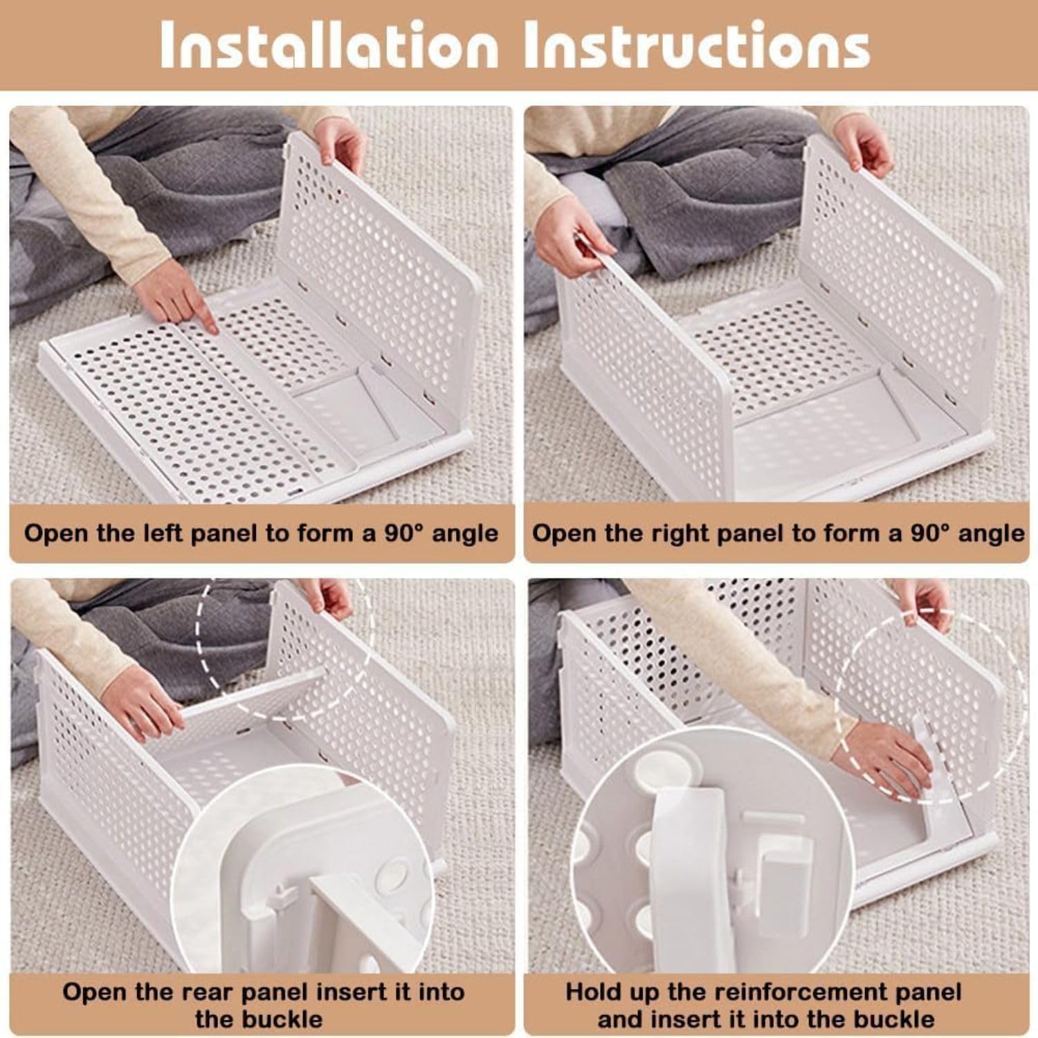 6 Pieces Stackable Wardrobe Organizer for Storage/Foldable Cupboard Organiser for Clothes/Polypropylene Multipurpose Space Organiser Rack/Adjustable Sliding Drawer (White)