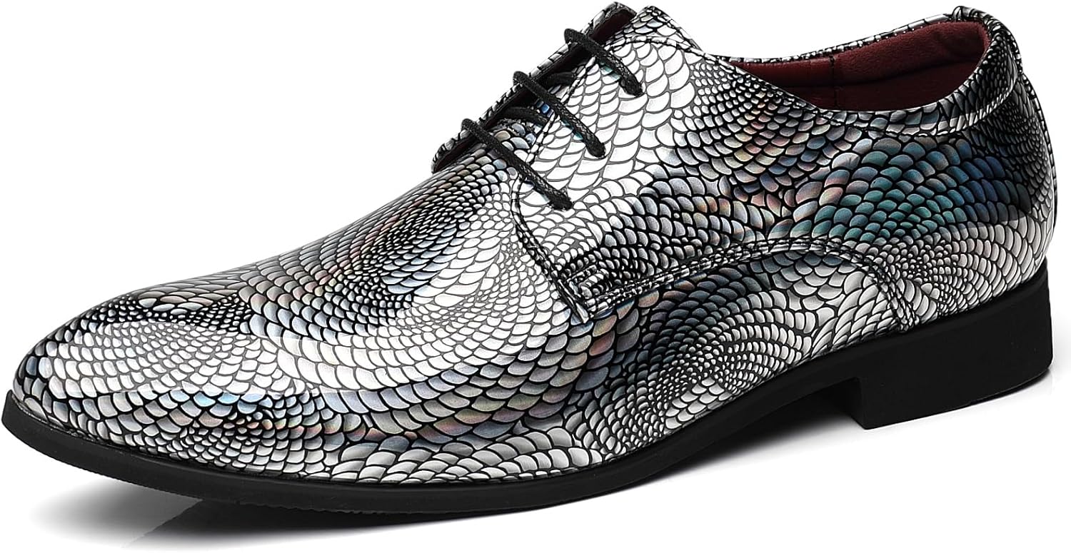 Men’s Loafers Dress Shoes Patent Leather Glitter Prom Tuxedo Slip-on Suit Shoes