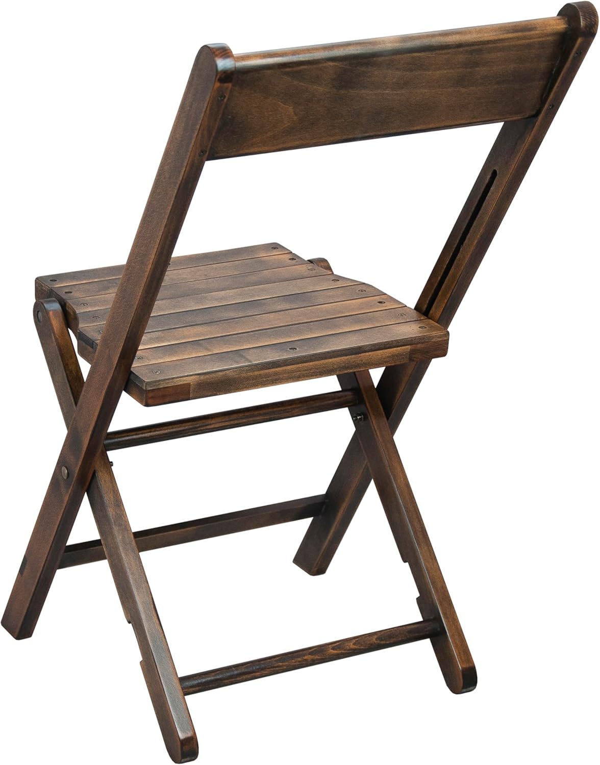 EMMA + OLIVER Slatted Wood Folding Wedding Chair - Event Chair - Antique Black, Set of 2