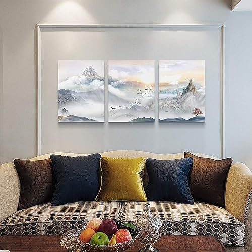 Miniatura 3 de Cuadro abstracto de paisaje de montaña, lienzo de pared para sala de estar, baño, decoración de pared para dormitorio, cocina, obras de arte,