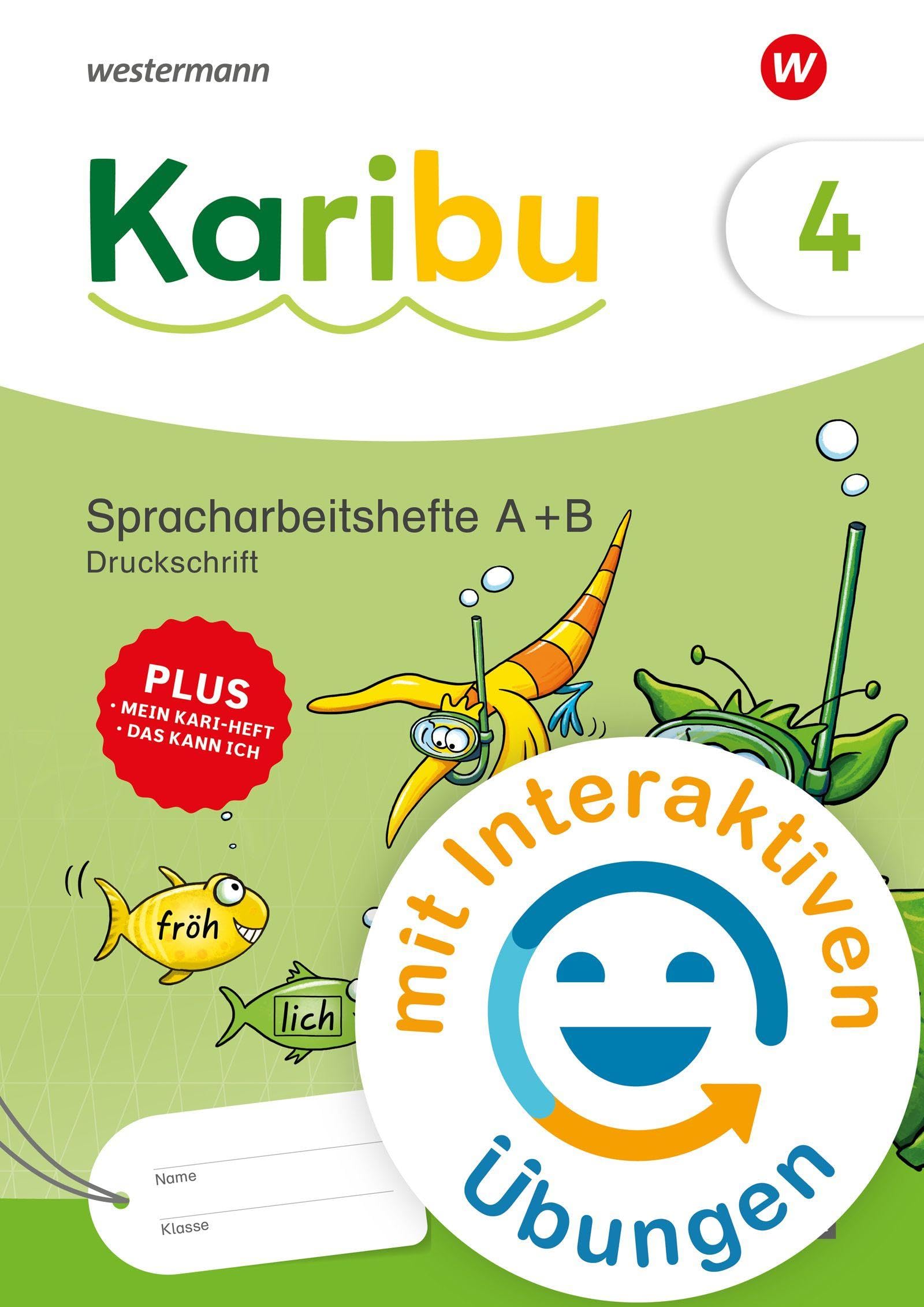 Karibu - Ausgabe 2024: Spracharbeitshefte 4 Druckschrift mit Diagnoseheft und interaktiven Übungen