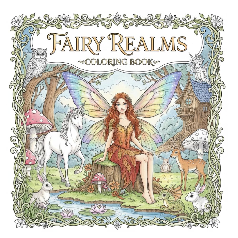 Fairy realms colouring book