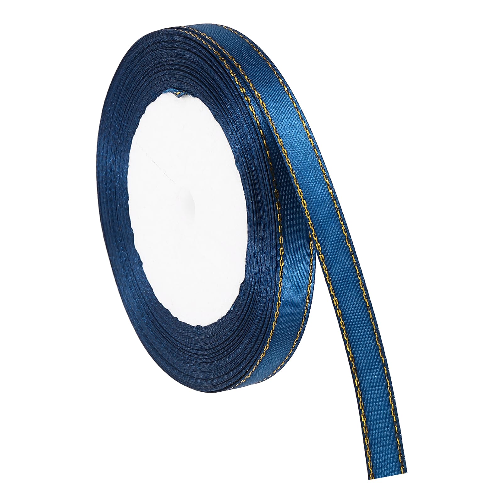 PATIKIL 3/8 Inch x 24 Yards Satin Ribbon with Gold Edge, Double Face Polyester Satin Ribbon for Gift Wrapping DIY Crafts, Floral Bouquets, Hair Bows, Sewing Projects, Navy Blue