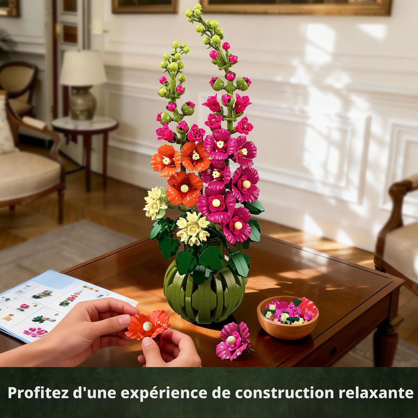 CUBIMANA Botanicals Les Fleurs de Alcea Rosea - Set de Plante Artificielle