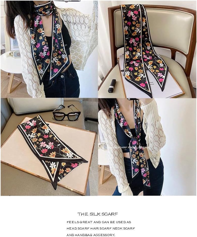 Livrerpi Silk Feeling Head Scarf Fashion Satin Hair Scarf Square Long Scarves for Women Gifts - Image 5