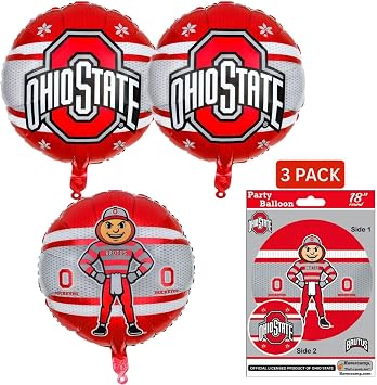 Ohio State Buckeyes Balloons-3 Pack-Mylar Party Decor-Havercamp