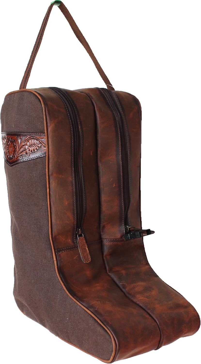 CHALLENGER Western Green Canvas Floral Leather Travel Carry Boot Storage Bag 30SK02HG