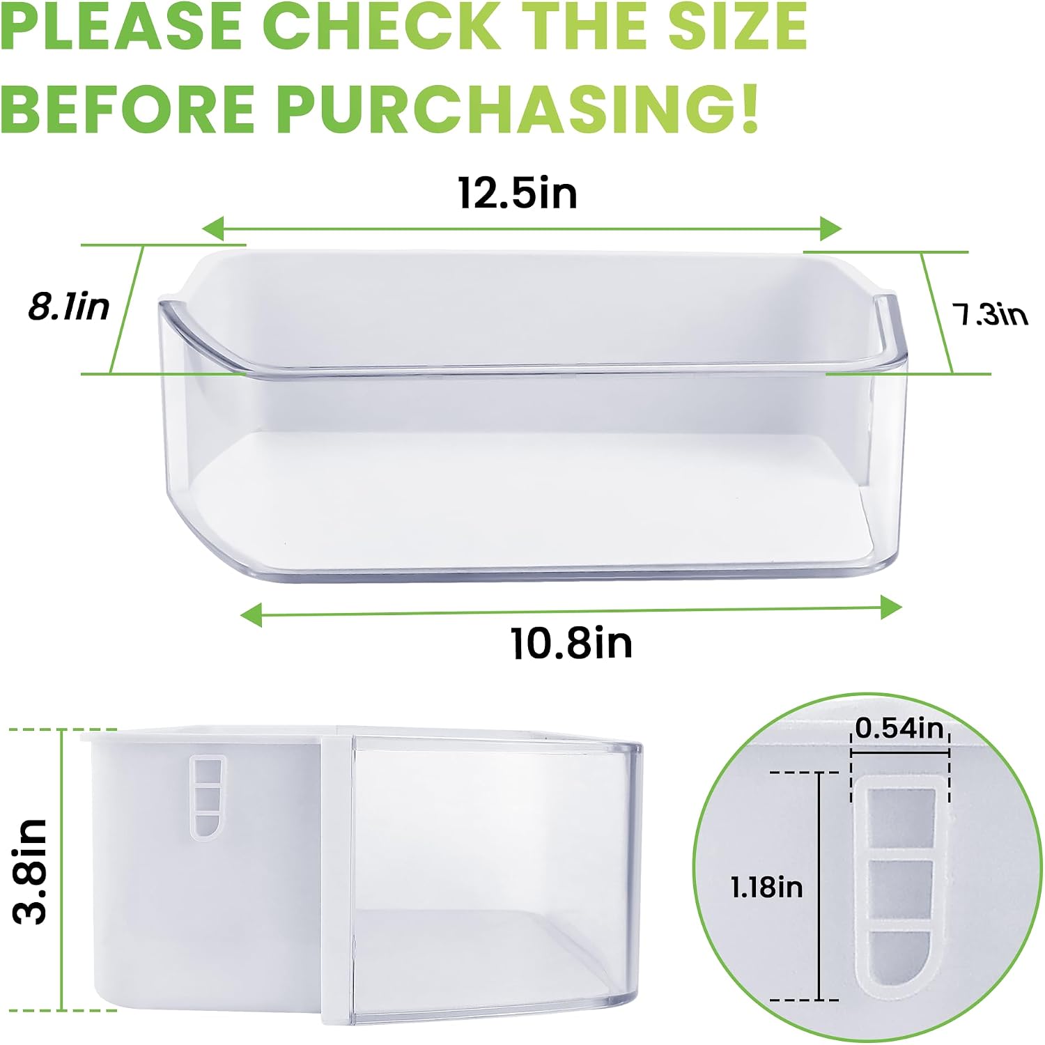 AMI PARTS DA97-12657A (not DA97-12650A) Refrigerator Door Shelf (LEFT) fit for Samsung Refrigerator Parts RF260BEAESR RF261BEAESR RF261BEAESP Replaces AP5621270 DA63-06867 With Cleaning Cloth
