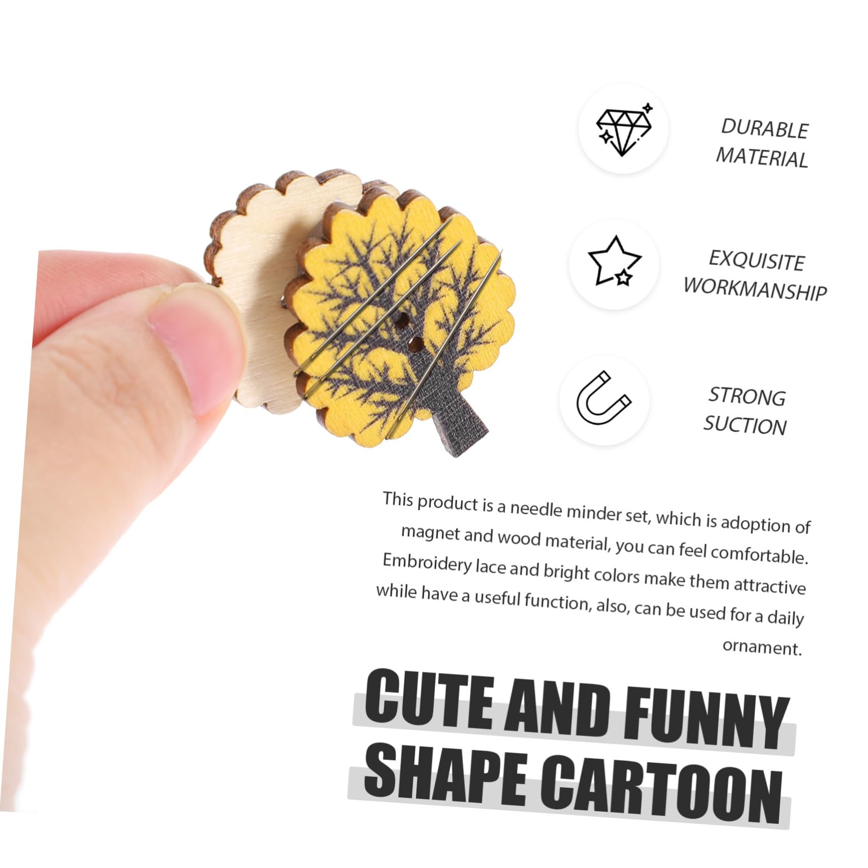 Tofficu 3 Sätze Magnetischer Aufnehmer Sticknadelhalter Magnetische Halterung Nadelhalter Magnet Sticken Zubehör Stickzubehör Kreuzstich-nadelminderer Nähnadelfixatoren Holz 6 Stück * 3