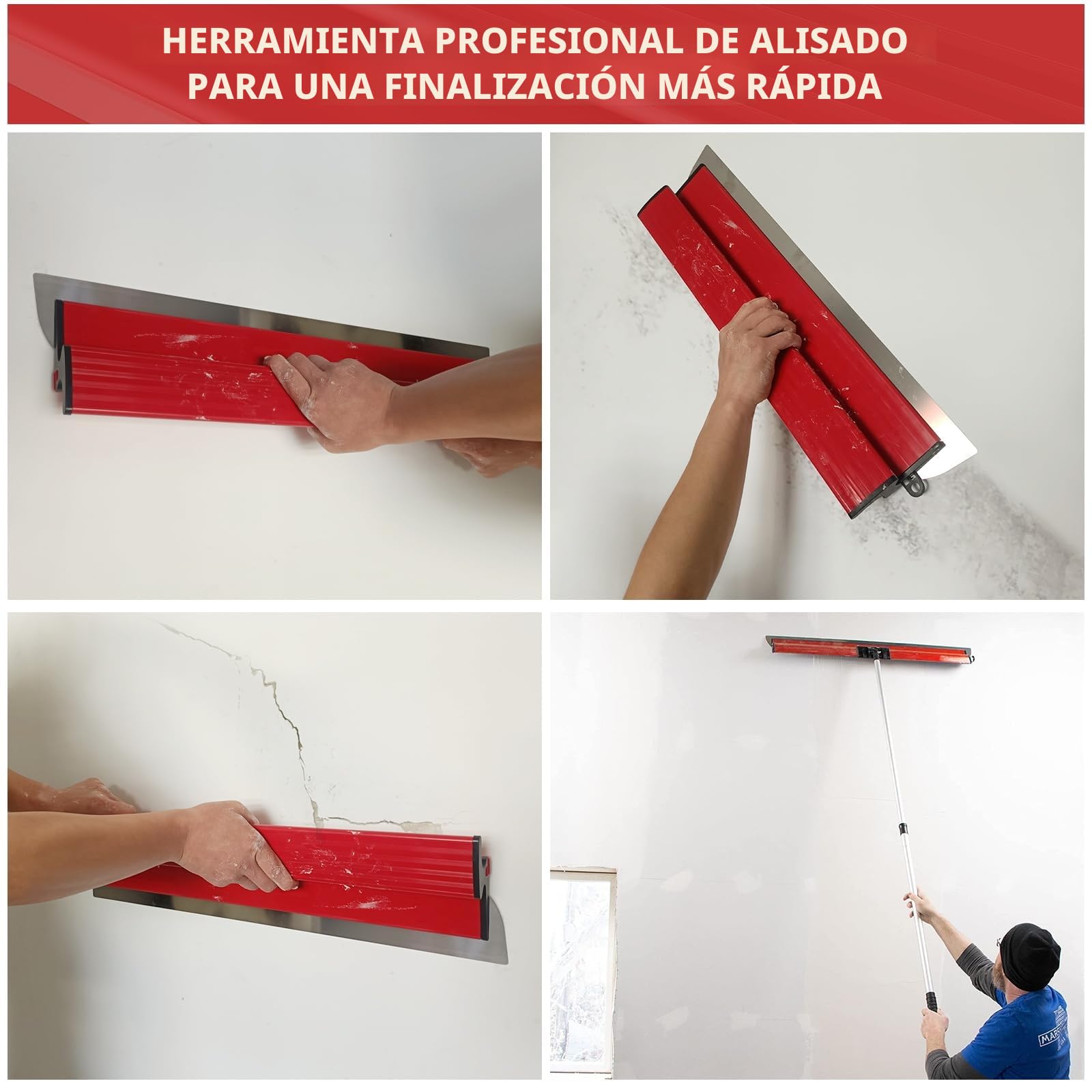 suokoun Hoja de desnatado para paneles de yeso, herramientas para paneles de yeso de 40 cm con hoja de acero inoxidable de 0,35 mm, cuchillo semiflexible para cemento y hormigón