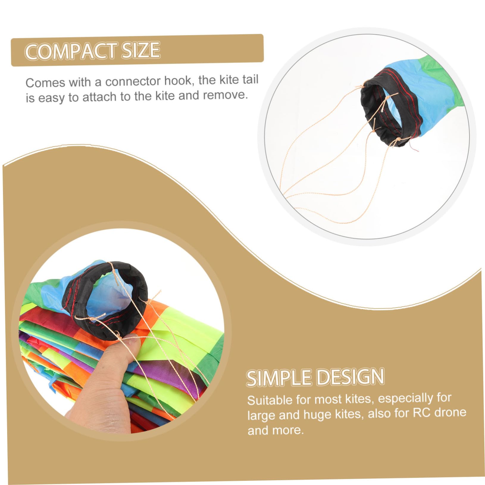 Mikikit 2pcs Rainbow Hand Kite Tail Streamers Easy Connector Design for Kite Decorating Kit