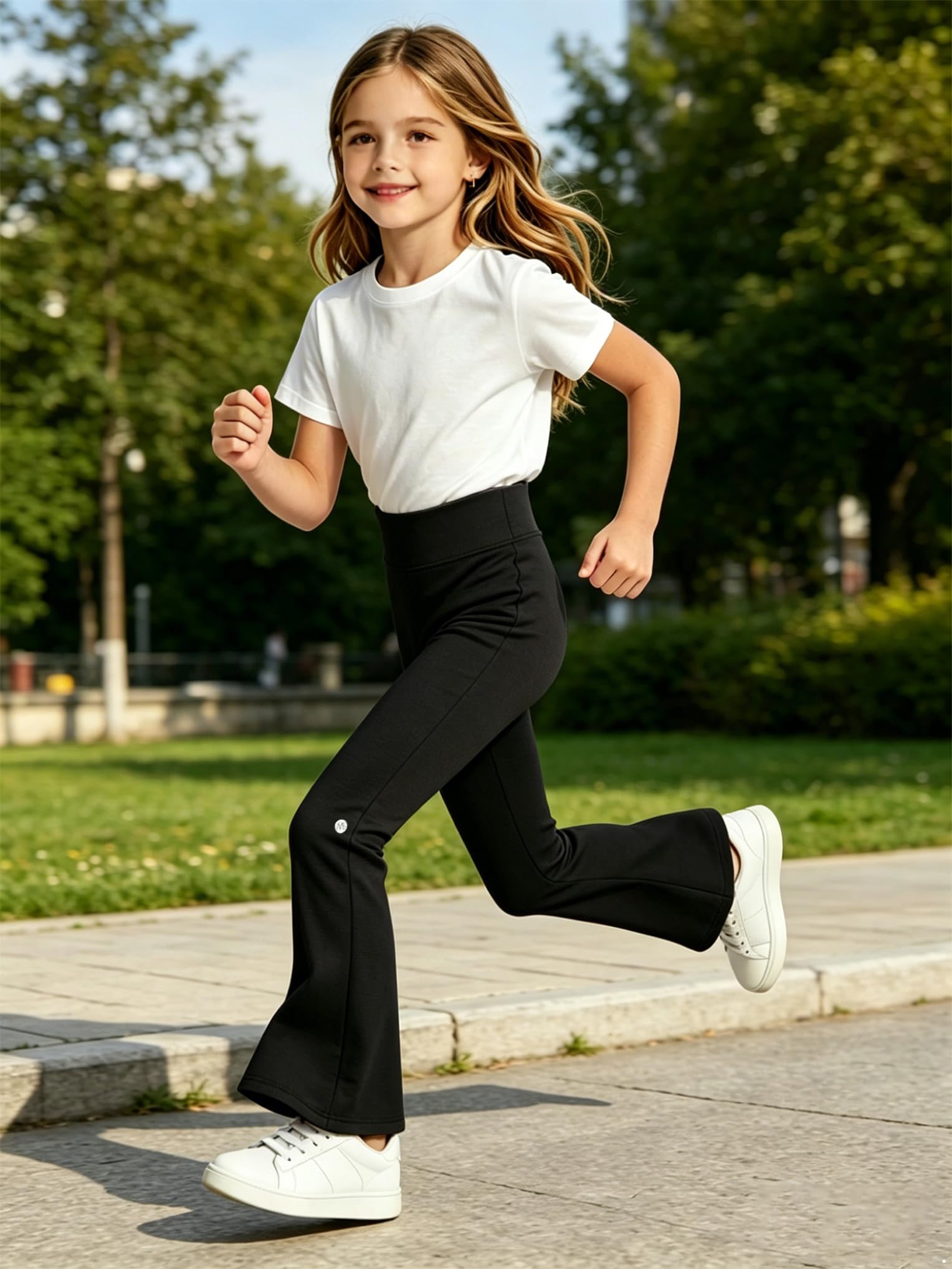 Pantaloni Svasati per Bambina con Elastico in Vita Pantaloni a Campana Leggins Sportivi Push Up Fared Leggings Palestra Fitness Yoga Danza