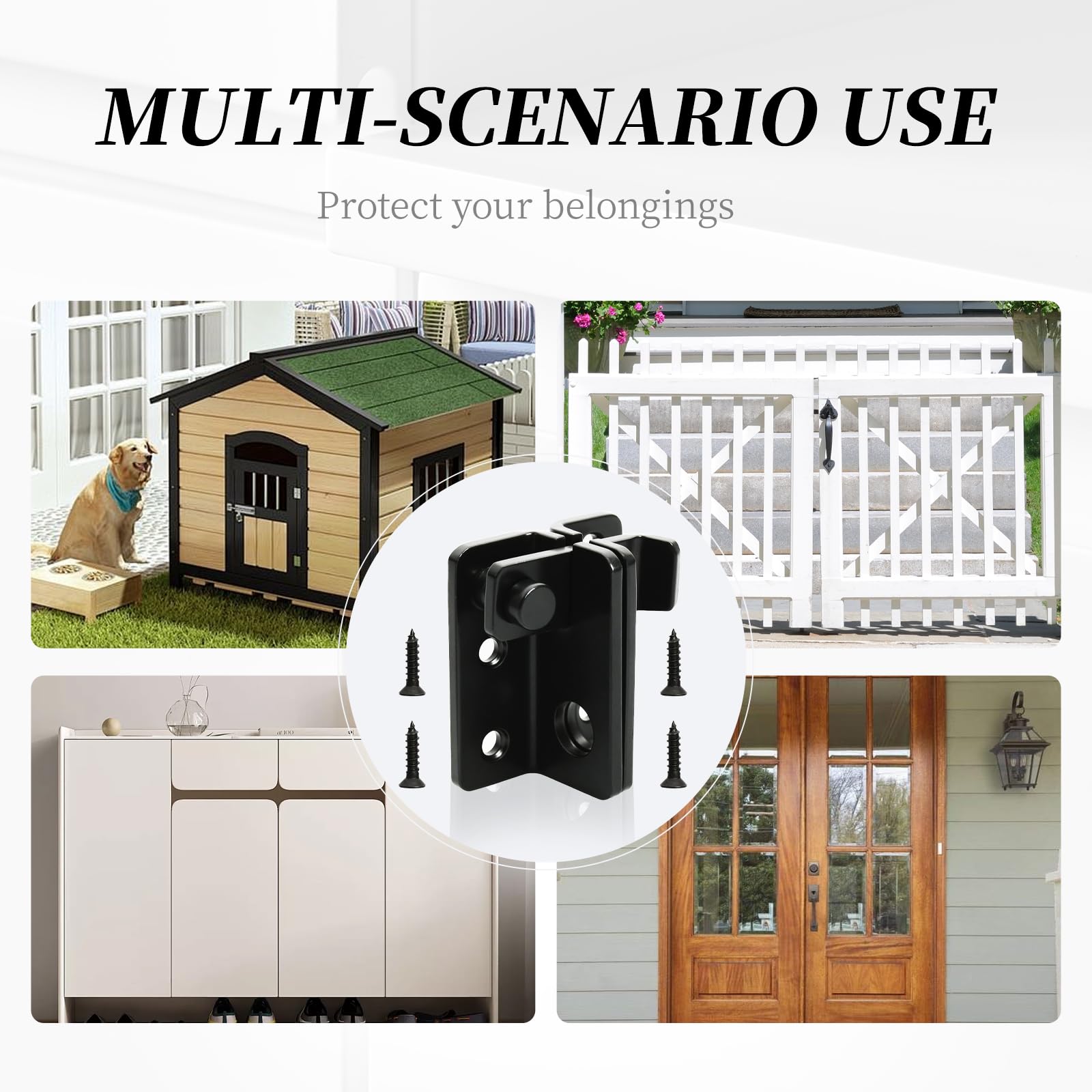 2 Pieces Gate Bolt, Padlock Hasp, Gate Latches, Shed Locks, 270° Lockable Design - Image 2
