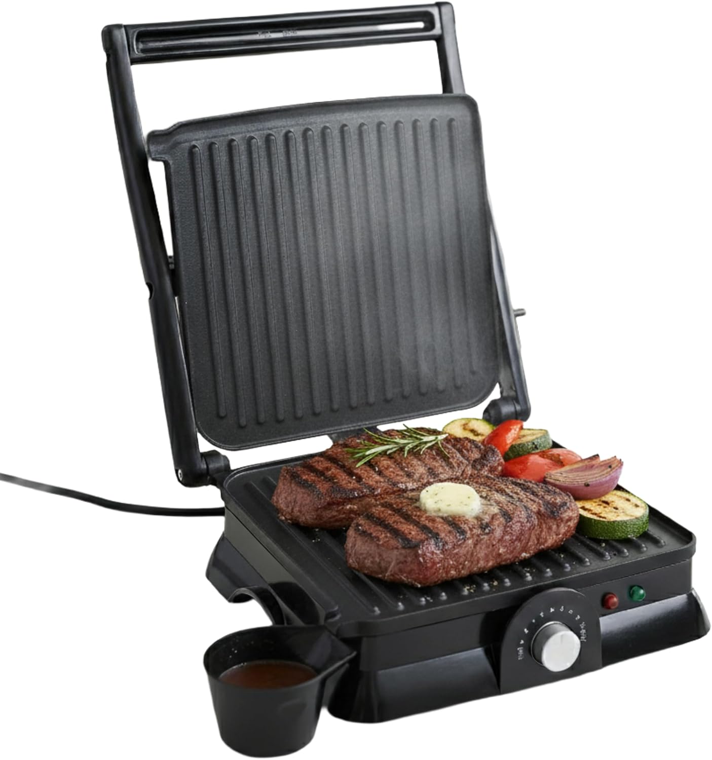 Panini Press - 1400-Watt Electric Indoor Grill and Gourmet Sandwich Maker with Nonstick Plates - Opens Flat for Larger Grilling Surface by Chef Buddy