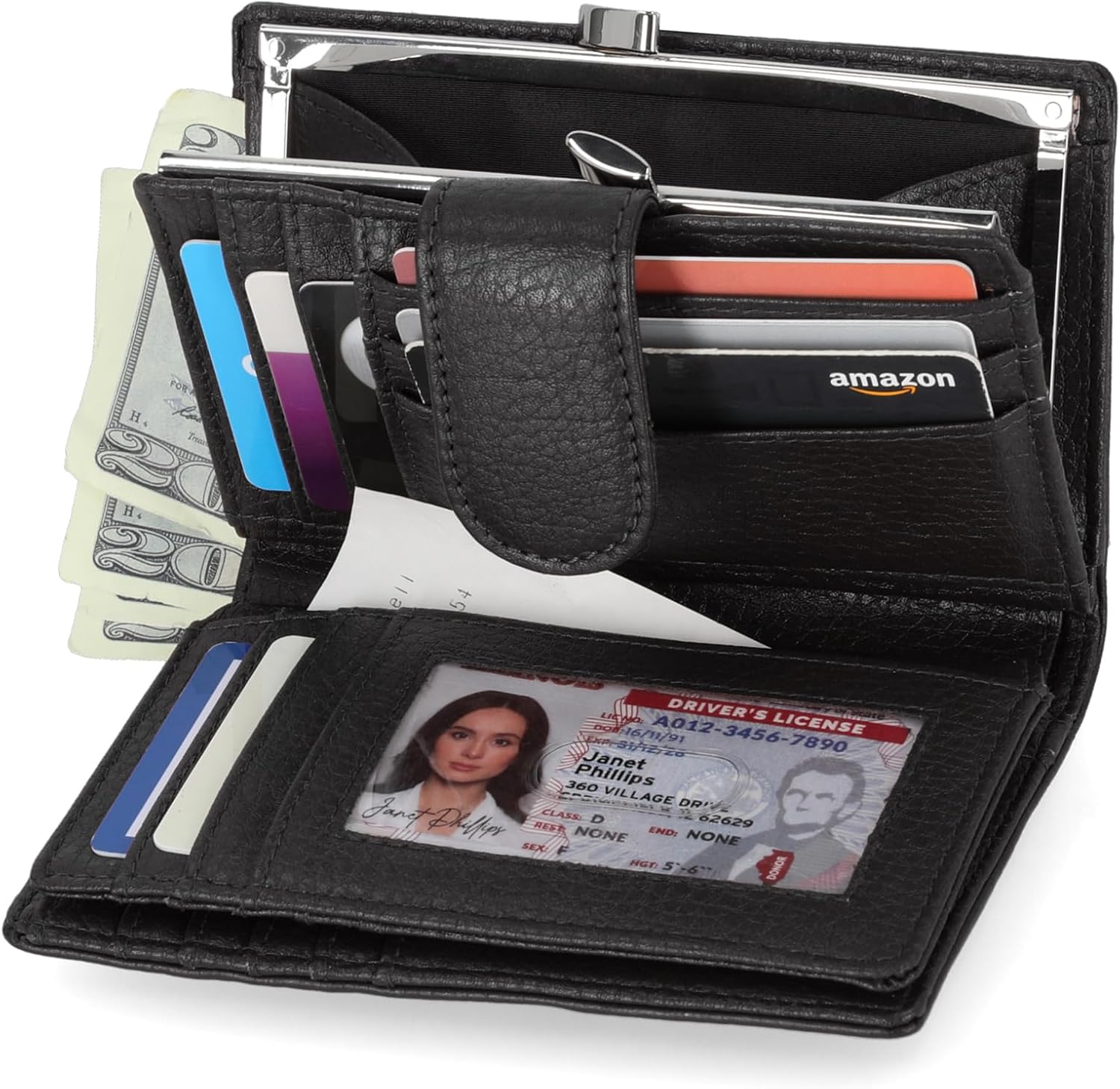 Mundi Rio Womens Leather Wallet Small Framed Index Clutch Purse