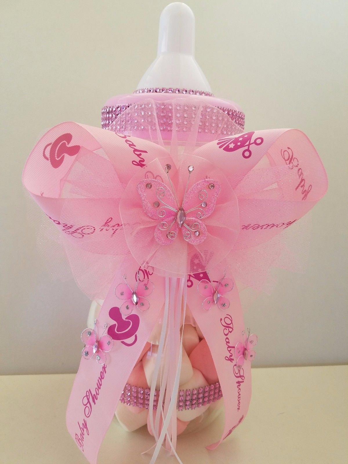 Buy Baby Shower Pink Butterfly Centerpiece Fillable Bottle Large 14