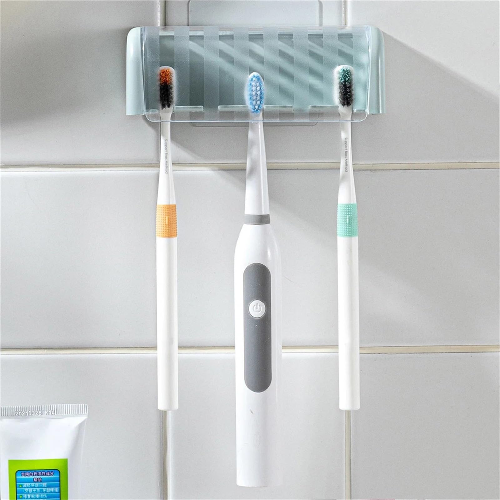 Portacepillos De Dientes De Pared Frosted Plastic Adhesive Toothbrush Holder