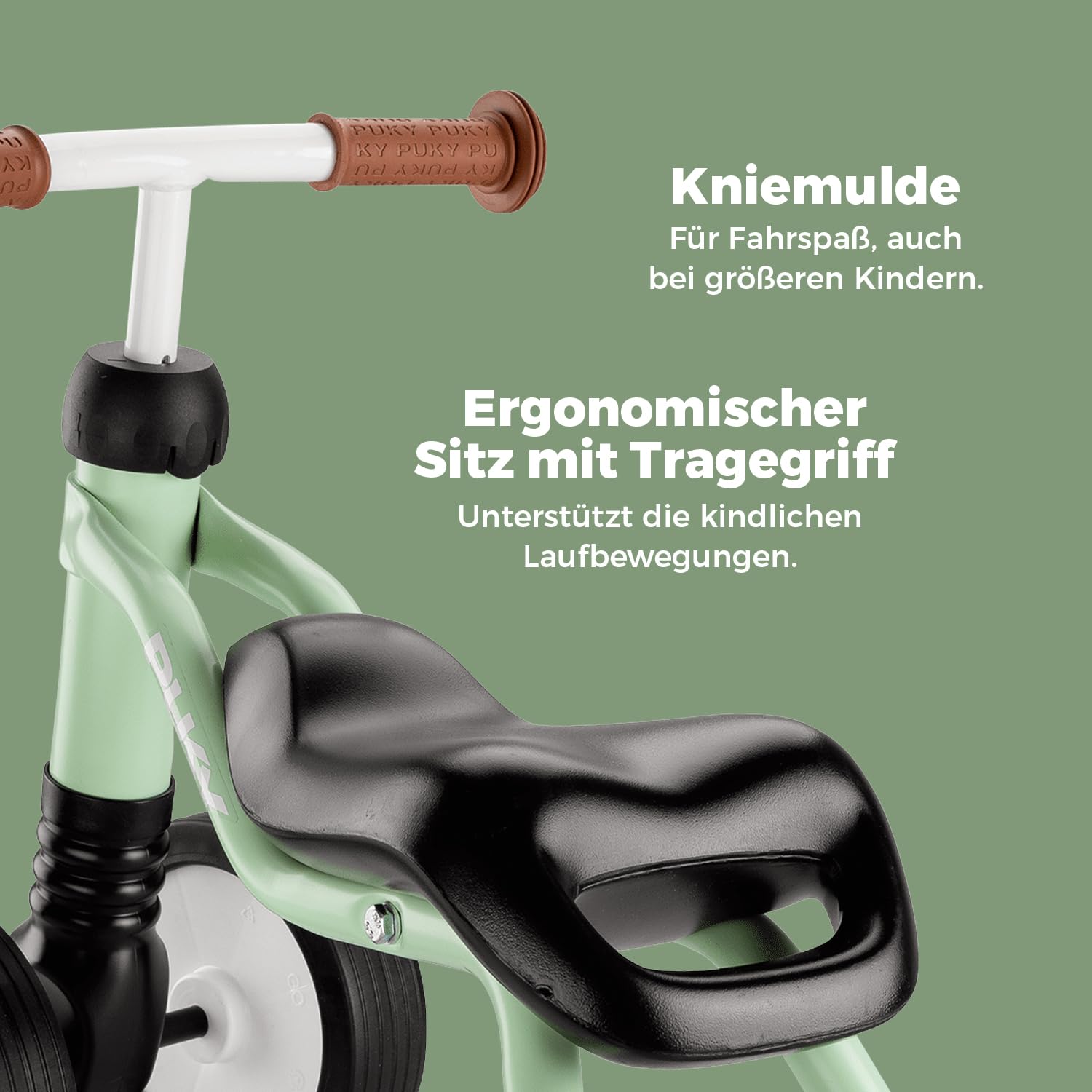 PUKY WUTSCH | Sicheres Rutschfahrzeug | Kinder Laufrad ab 1 Jahr & Lauflernrad ab 1 Jahr | Mit Pendelachse | Sicherheitslenkergriffe | Balance Bike für In- und Outdoor | Farbe Pastell Green