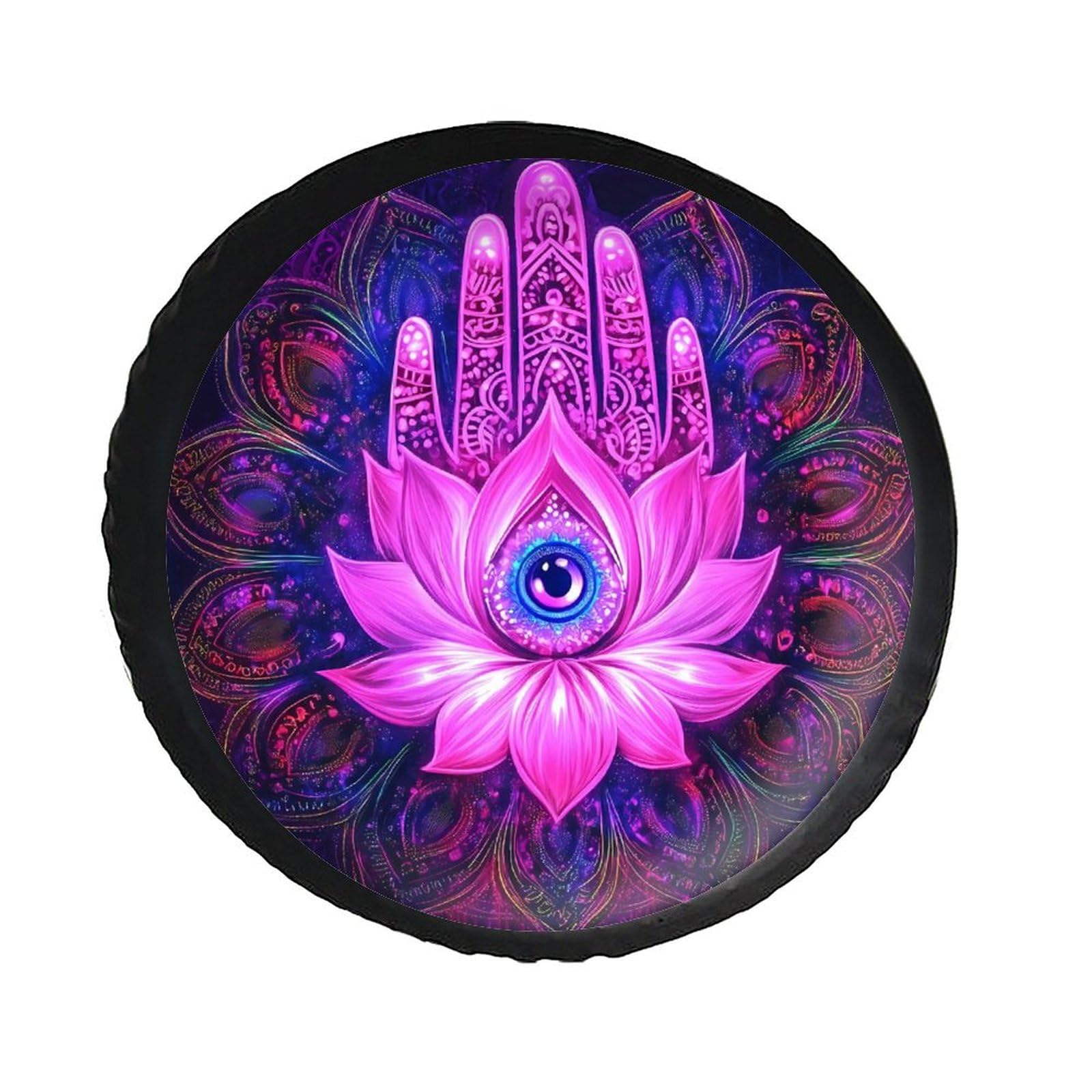Hamsa Hand with Eye Mandala Pattern Spare Tire Cover Leather Waterproof Wheel Protectors Universal Car Accessories 32inch
