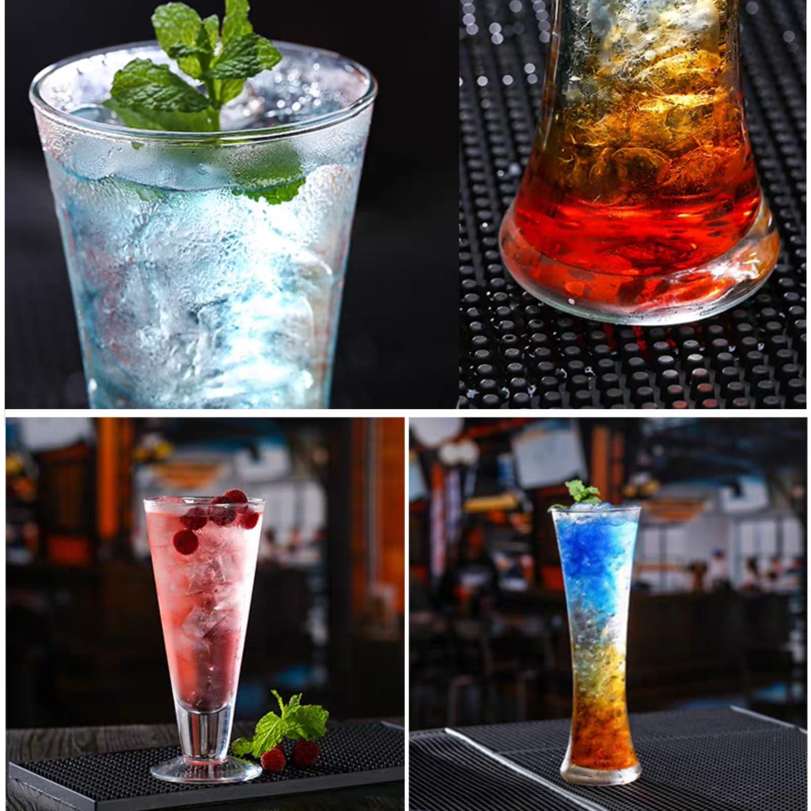 Sanduhr-Highball-Gläser, 340 ml, kristallklares, hohes Cocktailglas, schmale Taille, Longdrink-Glasbecher für Eiskaffee, Früchtetee, Saft, Cocktails, Bar und Zuhause, 6 Stück