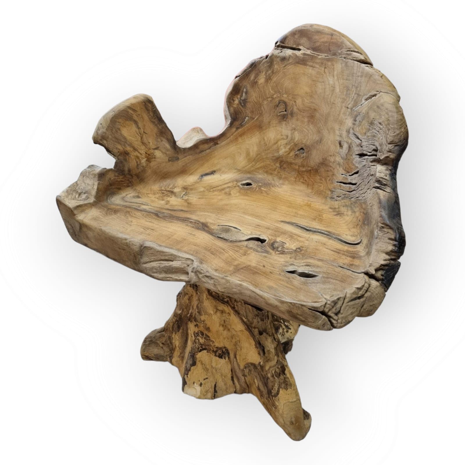 Kinaree Sedia in legno massello di teak – Poltrona in legno naturale fatta a mano in teak – Sedia rustica in legno massello in stile asiatico – Mobili unici in radice