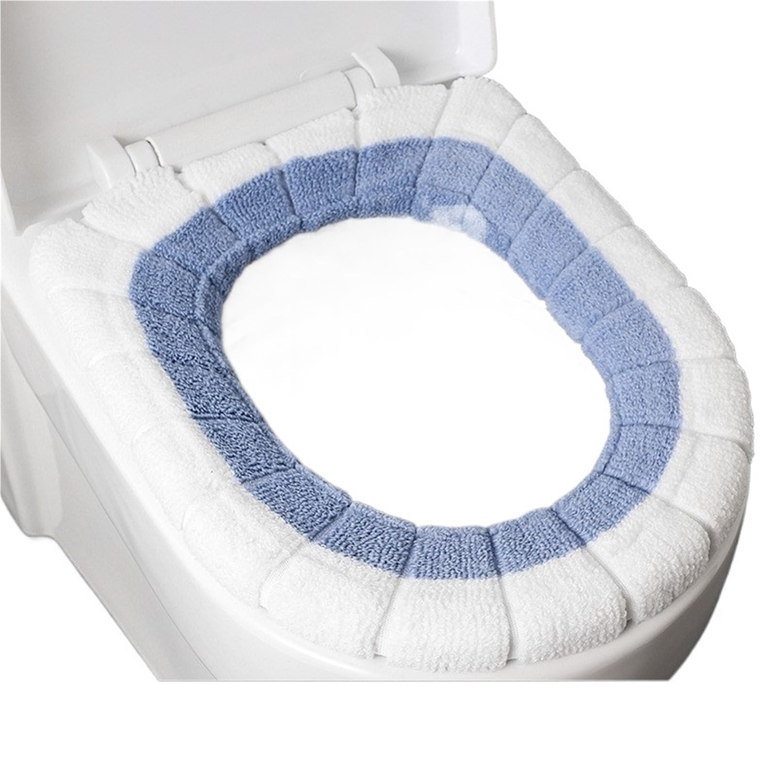 PADGCNOR Soft Toilet Seat Cushion Thickened Plush O-Type Warm Toilet Cushion Universal Winter Seat Cover(Blue white)