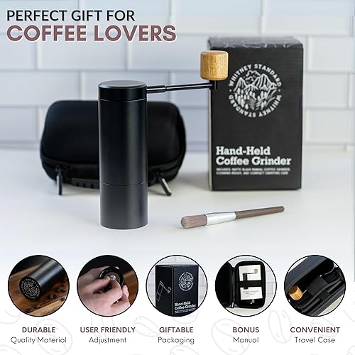 Miniatura 2 de Molinillo de café manual  Juego de regalo de café  Molinillo de café de 6 estrellas con ajustes ajustables  Molinillo de granos de café con estuche