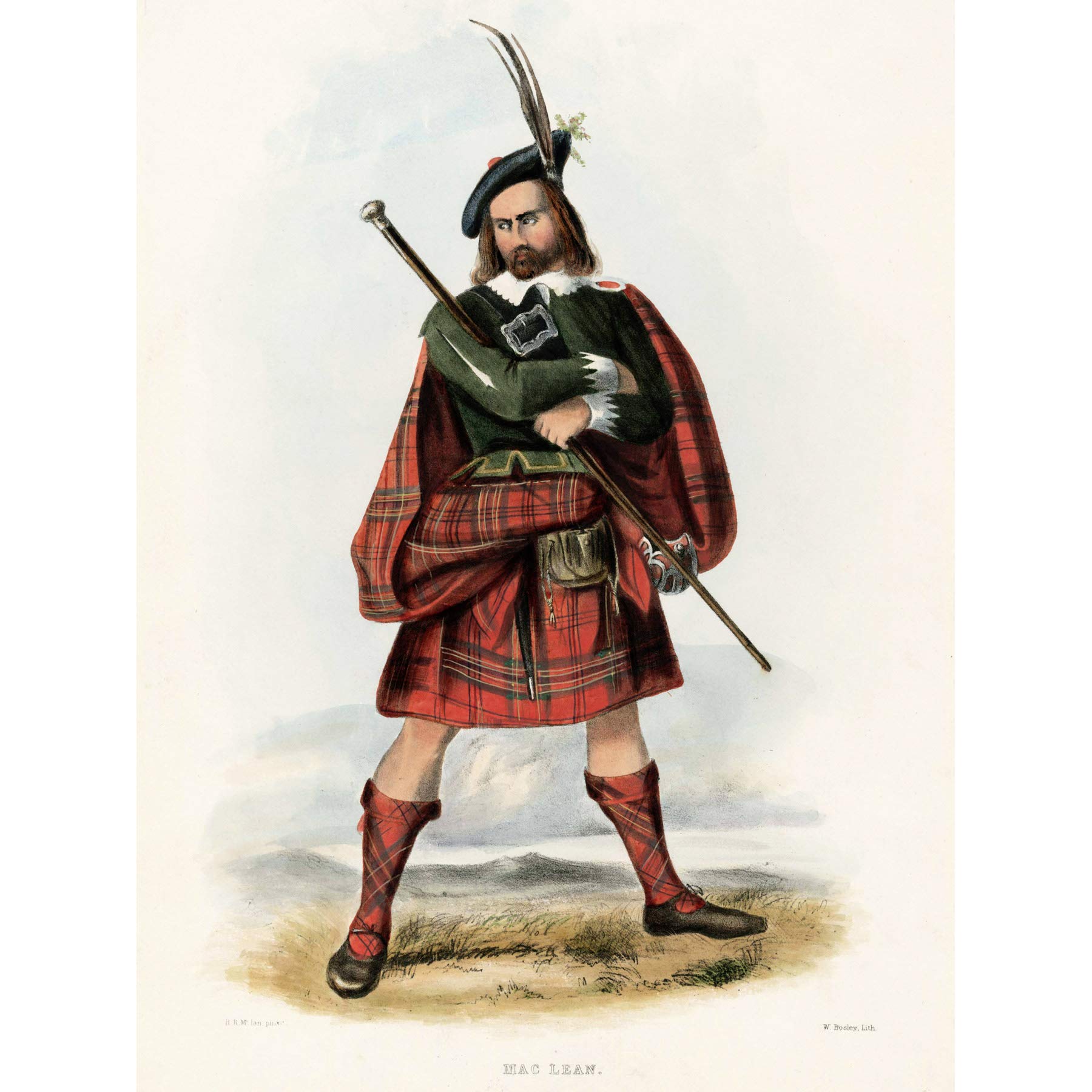 Wee Blue Coo PAINTING PORTRAIT HIGHLAND CLAN SCOTLAND TARTAN MACLEAN ART POSTER PRINT 18x24 INCH LV2751