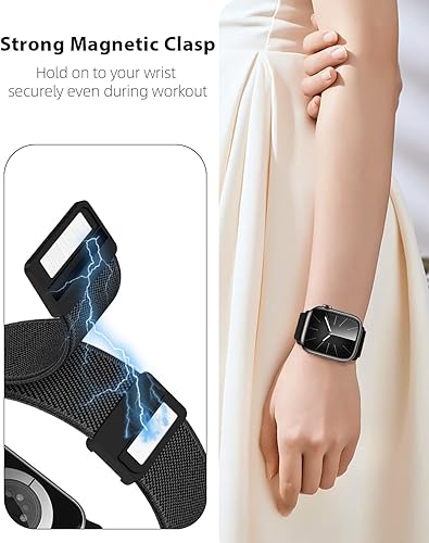 Miniatura 2 de Correa elástica trenzada compatible con Apple Watch Band de 1.57 pulgadas, 1.49 pulgadas, 1.73 pulgadas, 1.77 pulgadas, 1.61 pulgadas, 1.65