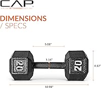 Vista 11 de CAP Barbell Mancuerna hexagonal de hierro fundido Múltiples opciones Negro