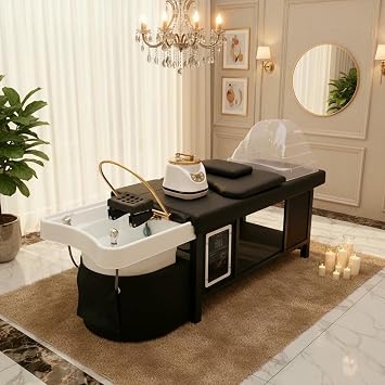 Head Spa Bed, Head Spa Massage Table Shampoo Bed Headspa Equipment with Fumigation and Water Cycle Hair Care for Barbershop, Beauty Salon, Wellness Resort