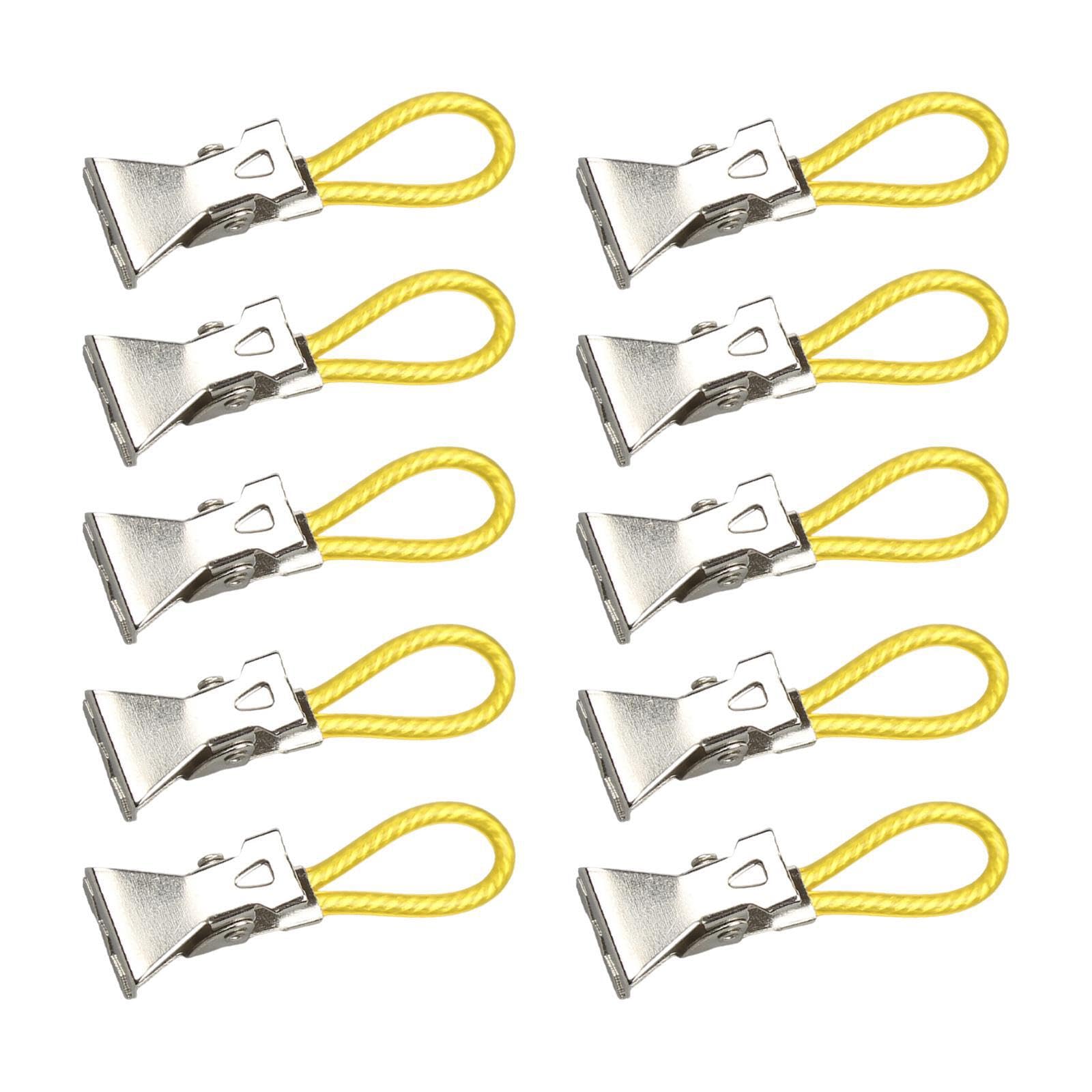 PIXZCSA Reusable Metal Kitchen Towels Clips with Hanging Loop Provides Space Saving Options While Keeping Towels Neatly Organized Hanging Tea Clip Clothes, Yellow, 5x1.56cm