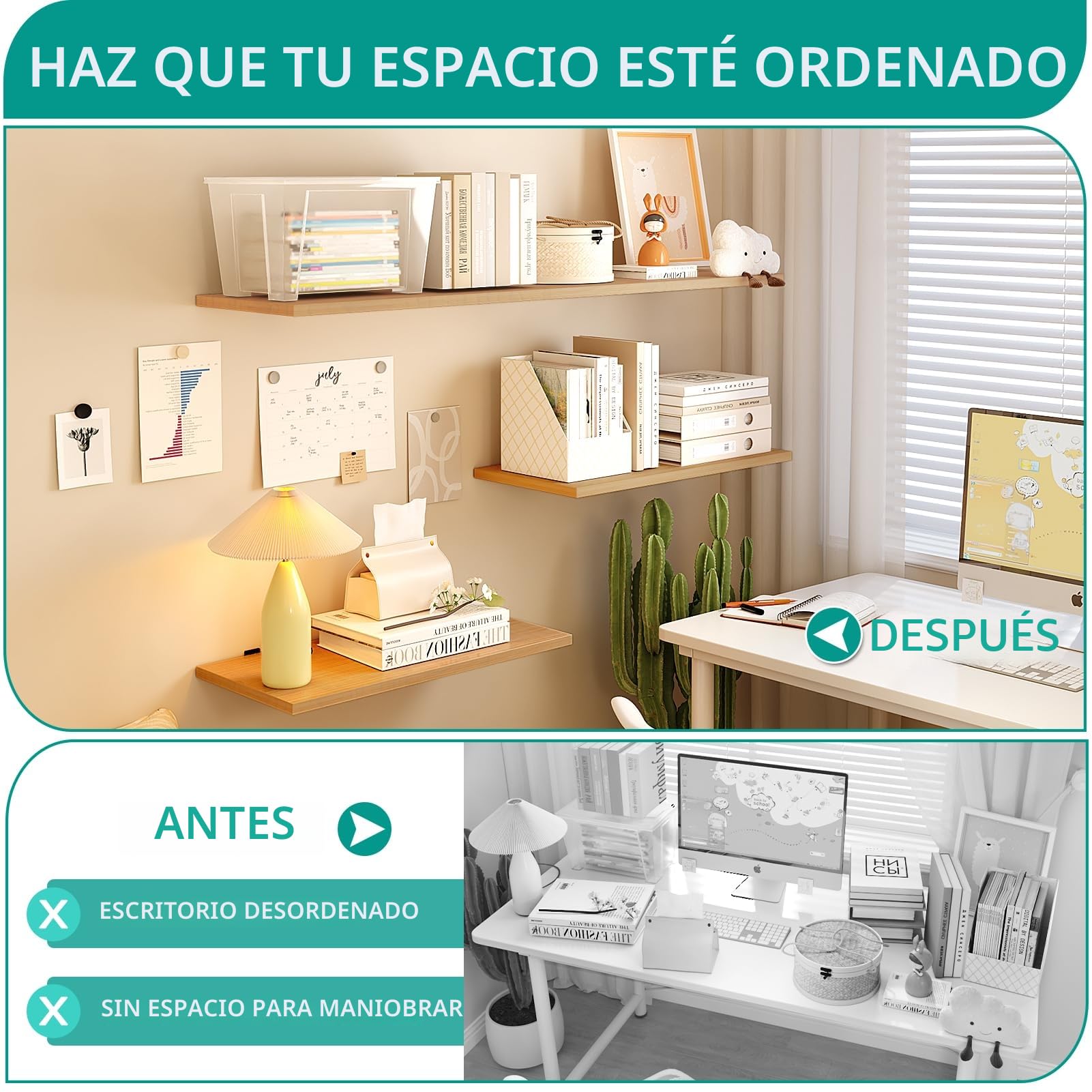 WELDUN Paquete de 6 soportes flotantes para estantes de 20 cm, soportes en L de metal resistente para colgar en la pared, color negro
