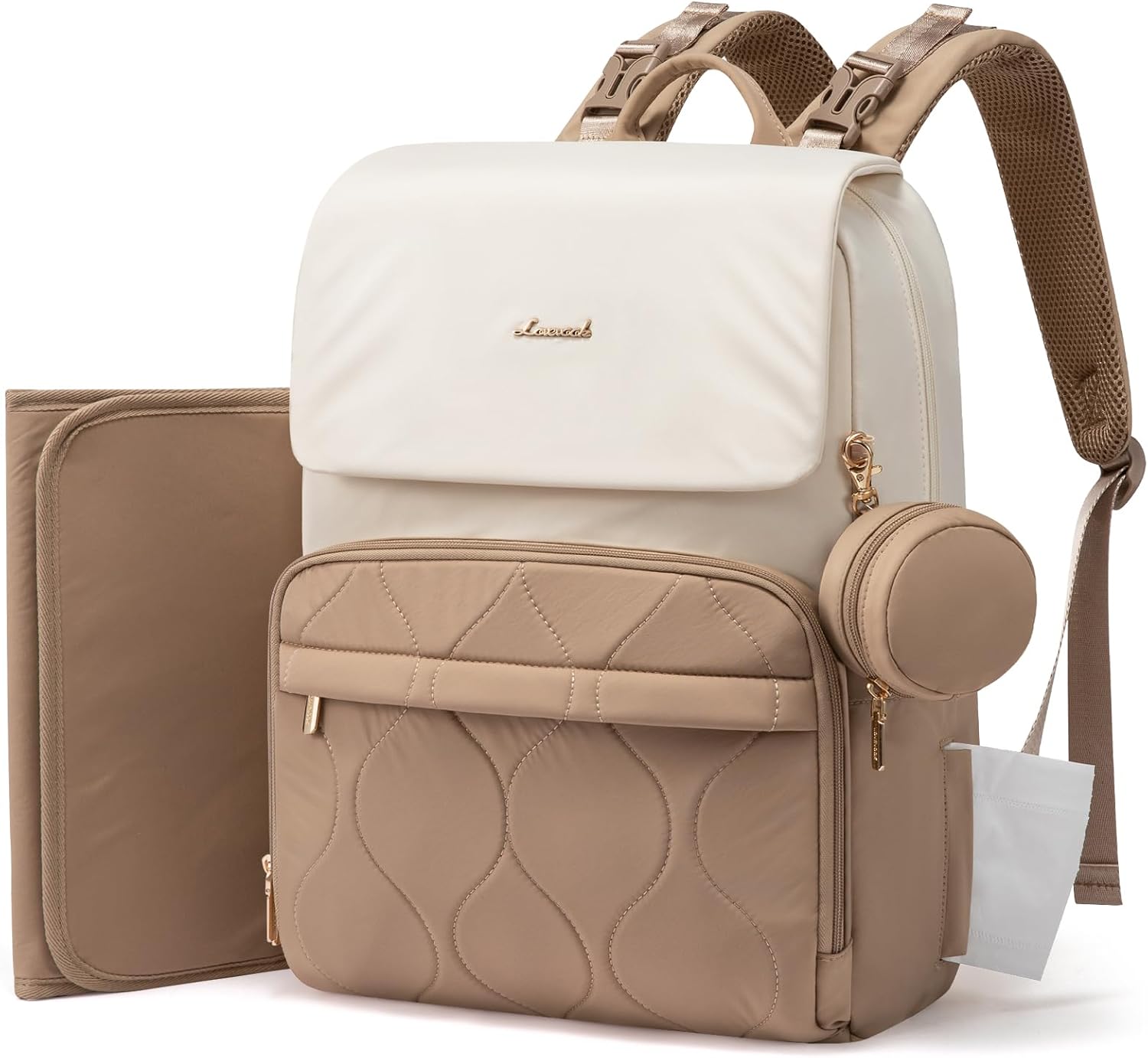 LOVEVOOK Diaper Bag Backpack, Baby Travel Bags for Boys & Girl, Toddler Waterproof Diaper Bag w/Changing Pad (Beige khaki, 15.6”-Small) LOVEVOOK Diaper Bag Backpack, Baby Travel Bags for Boys & Girl, Toddler Waterproof Diaper Bag w/Changing Pad (Beige khaki, 15.6”-Small)