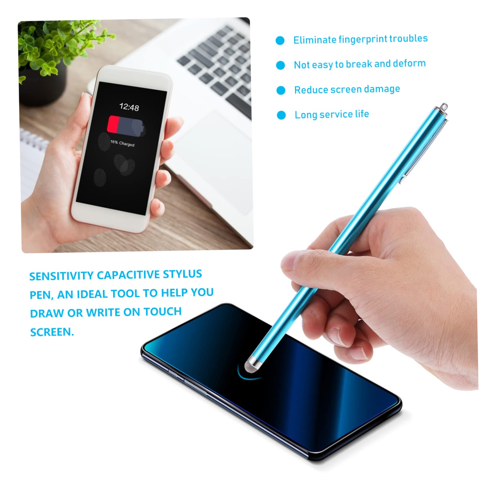 HOMSFOU 18pezzi Pennino Capacitivo Con Punte Per Tablet e Smartphone Sensibilità Elevata Resistente Alle Impronte Generosa Per Scrittura e Disegno