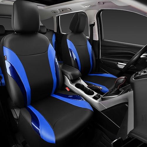 Miniatura 2 de CAR PASS Juego completo de fundas de asiento de automóvil de piel sintética impermeables para automóviles, compatibles con bolsas de aire, ajuste