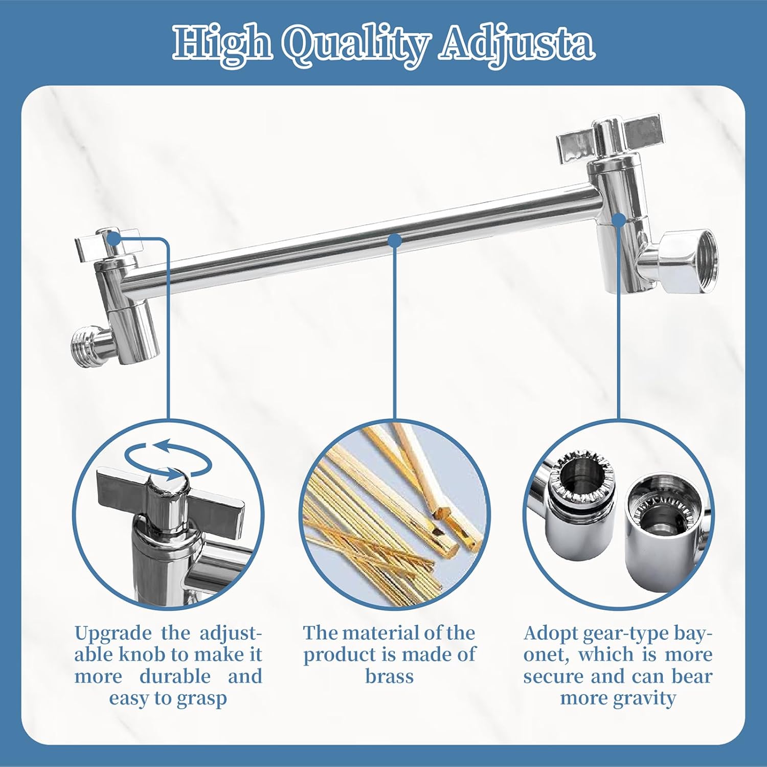 Adjustable Shower Head Extens Arm 9 Inch, Shower Arm Extens with
