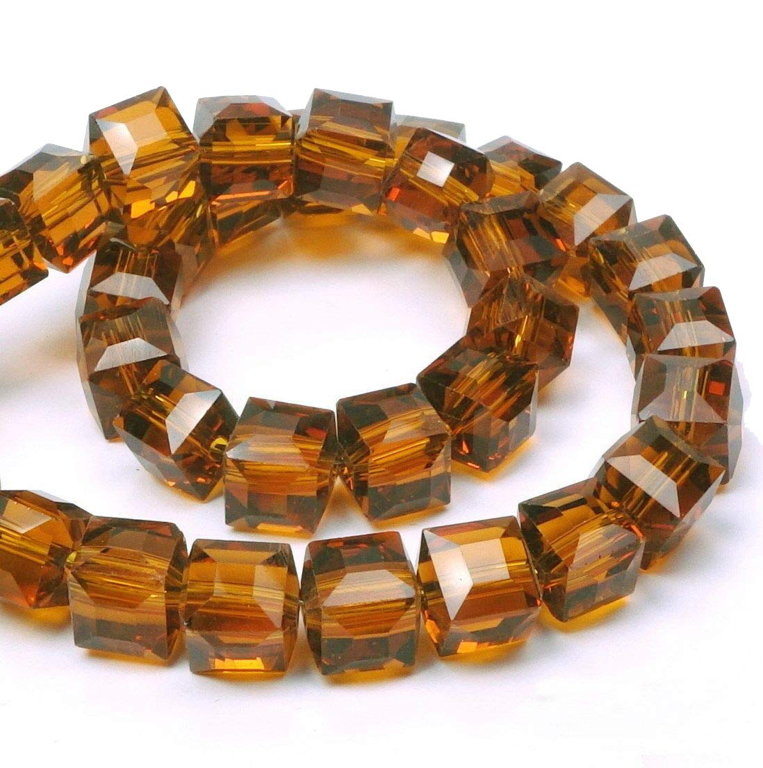 Lot De 120 Perles En Cristal De Bohême Facettes Topaze Fumée - 6 Mm - Occasion (fond De Stock)