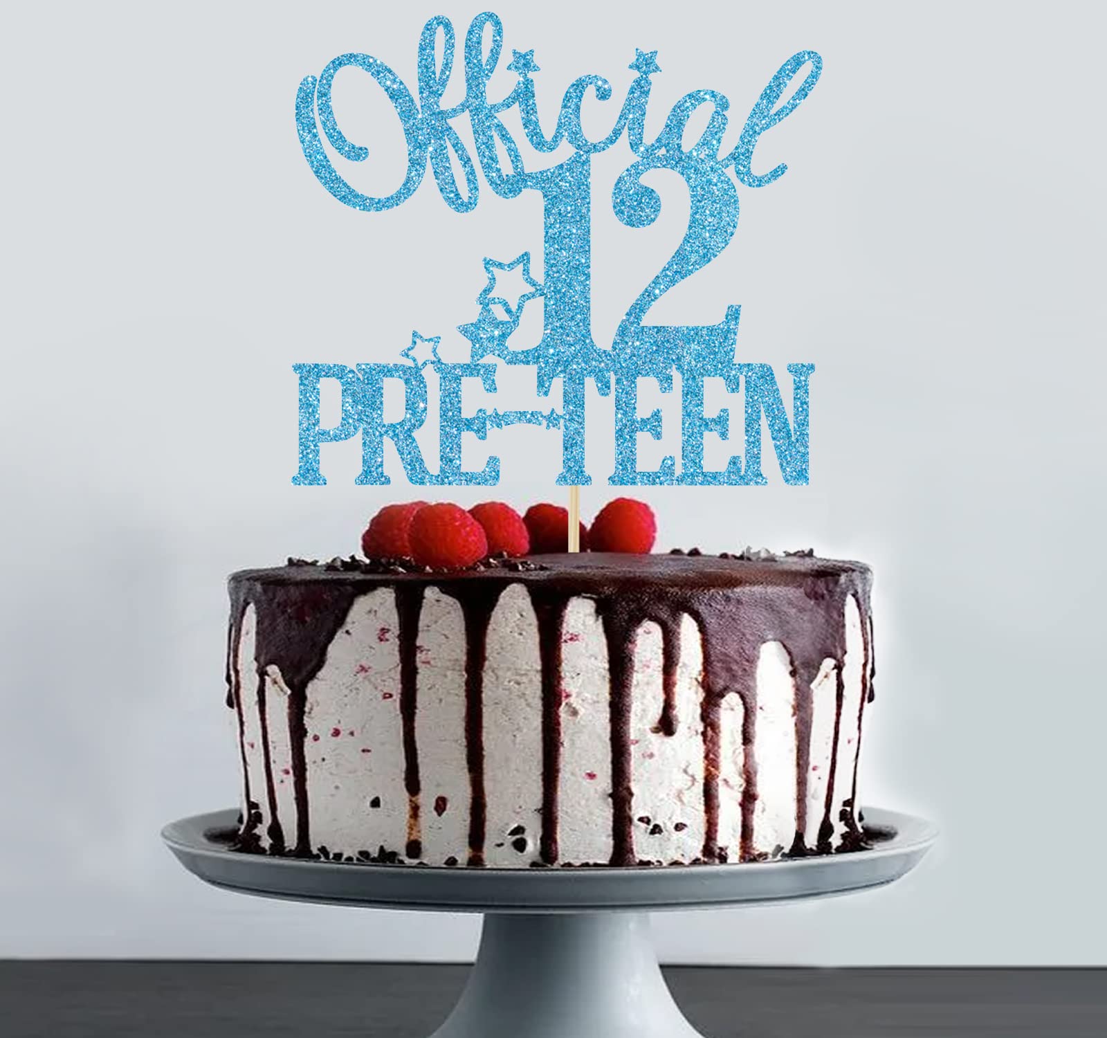 Happy 12th Birthday Cake Topper – "Level 12 Unlocked" Glitter Decor, Blue Teen Party Cake Decoration