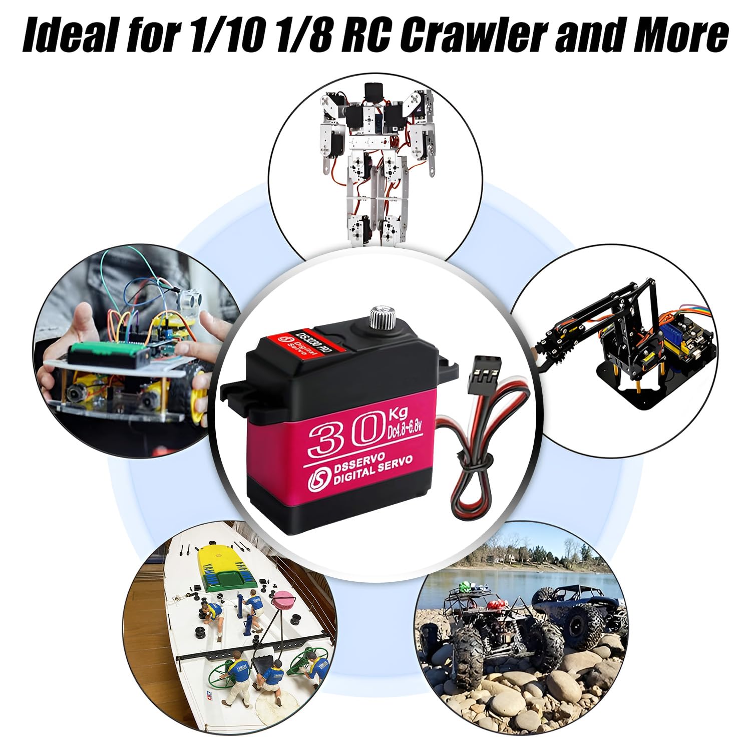 Paquete de 2 servos a control remoto de 30 kg de servo digital de alto par RC para coches RC a escala 1/10 y orugas Slash 4x4 4x4 VXL TRX-4 SCX10 III Everest-10, dirección RC Servo impermeable (2
